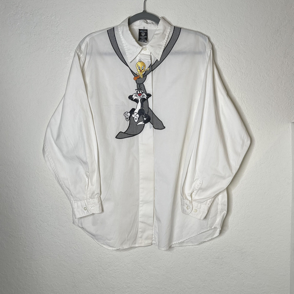 90s Warner Bros Tweety Bird & Sylvester Long Sleeve Shirt Womens Size Large
